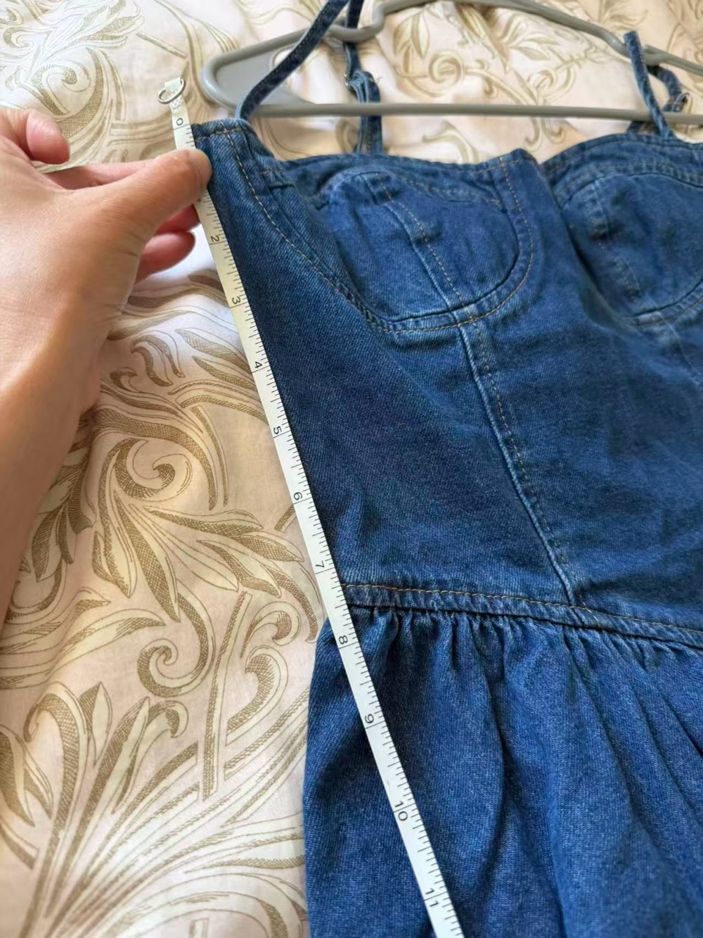 COMMENSE Sweetheart collar Denim Maxi Dress - Picture 11 of 11